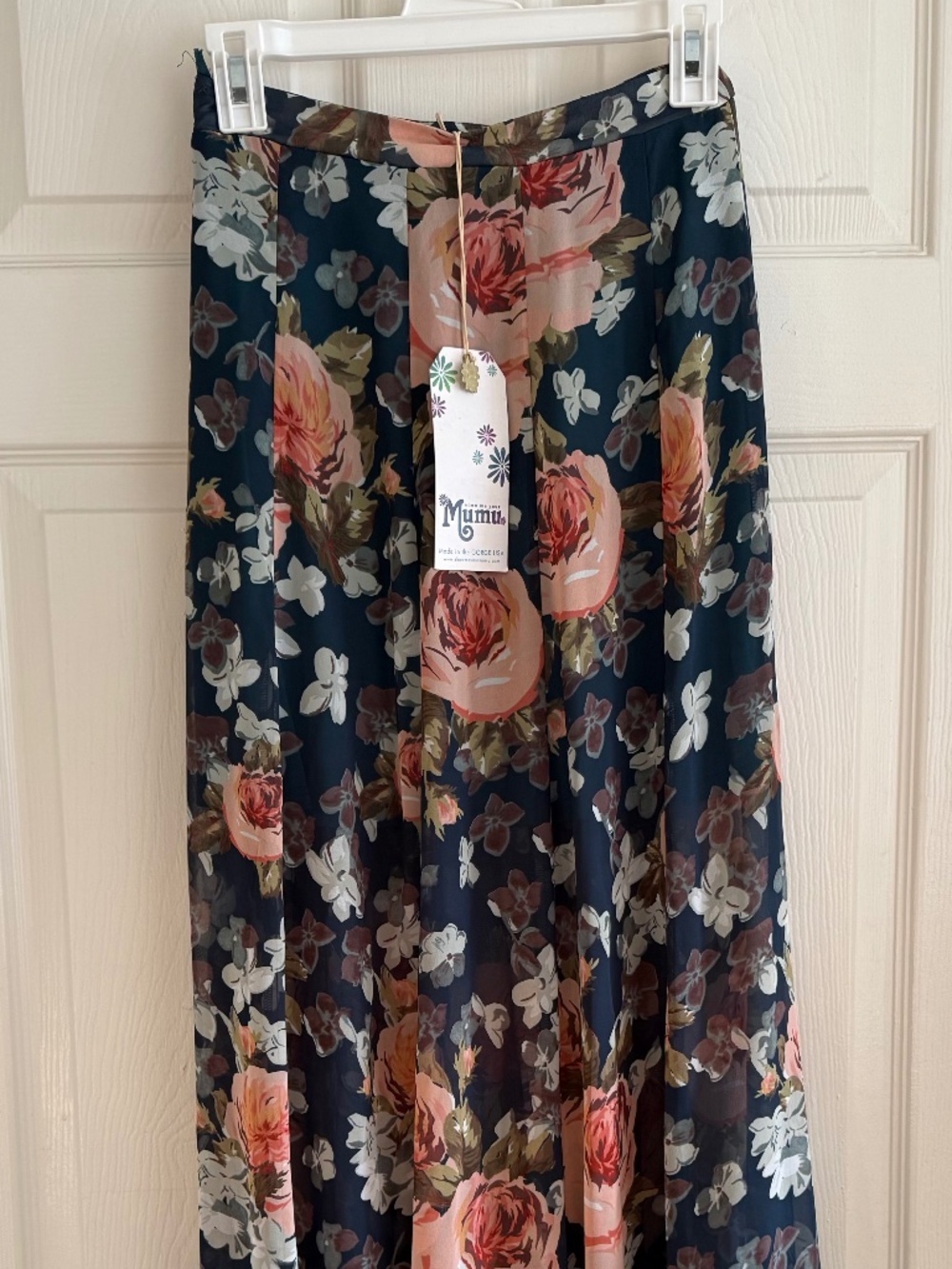 Show‎ Me Your Mumu Teal Floral Chiffon Maxi Skirt (Medium)